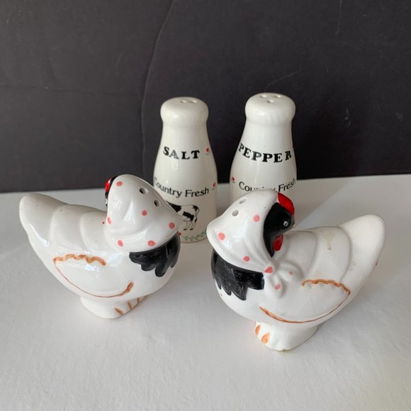 COOKS TOOLS FARM ANIMALS CHICKEN AND MILK BOTTLES SALT AND PEPPER SHAKERS 2 SETS - Picture 14 of 14